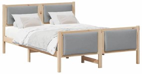 Ágykeret fejtámlával Világosszürke 150 x 200 cm szövet