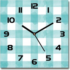 Üveg négyzet alakú falióra Kék kockás 30x30 cm