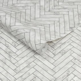 Szürke Vinil Tapéta Mosható Halszálka Márvány