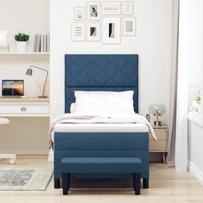 Boxspring ágy matraccal és paddal Kék 90x200 cm Szövet