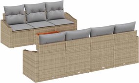 vidaXL Kerti Kanapé Szett párnával 8 pcs Bézs polirattan