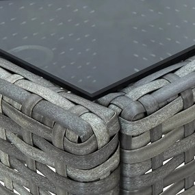 szürke polyrattan kerti asztal 40 x 40 x 45 cm