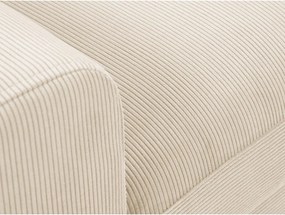 Bézs kordbársony kinyitható tárolóhelyes sarokkanapé (jobb oldali-heverő résszel) Kyoto – Cosmopolitan Design