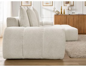 Fehér zsenília kinyitható-tárolóhelyes sarokkanapé (jobb oldali-heverő résszel) Everest – Bobochic Paris