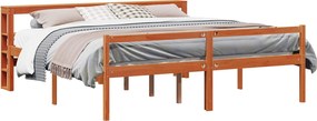 vidaXL Ágykeret fejtámlával tárolóval 2 pcs Faggyú barna Tömör fenyőfa