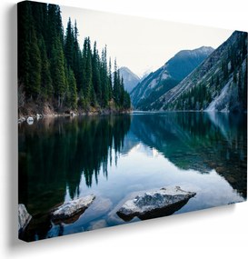 Hegyi tó vászonkép erdő táj dekoráció prémium 40x30 cm