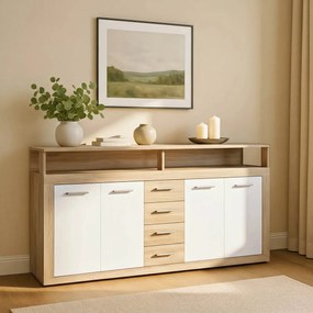 BLAGO komód 190 cm sonoma tölgy/fehér