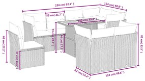 9 részes szürke polyrattan kerti ülőgarnitúra párnákkal