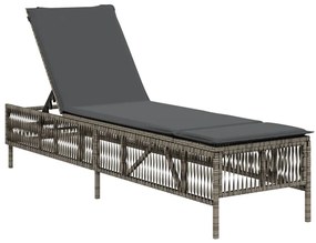 Szürke polyrattan napozóágy párnával