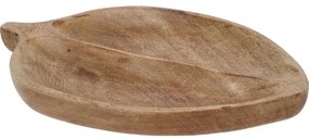 Mango dekoratív, levél alakú tálca, 27 x 17 cm