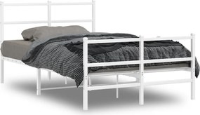 vidaXL fehér fém ágykeret fej- és lábtámlával 120 x 200 cm