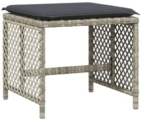 9részes világosszürke polyrattan kerti étkezőgarnitúra párnával