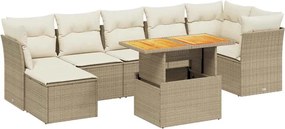 vidaXL 8 részes bézs polyrattan kerti ülőgarnitúra párnával