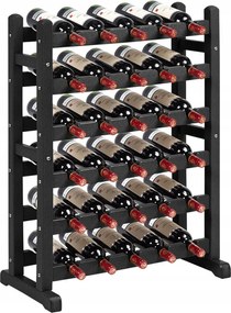 Torva 6 szintes bortartó állvány, 30 palack, szabadon álló rendszerező, fekete