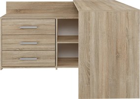 Dany sarok íróasztal polccal, tárolóval, sonoma