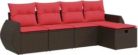 vidaXL 5 részes barna polyrattan kerti ülőgarnitúra párnával