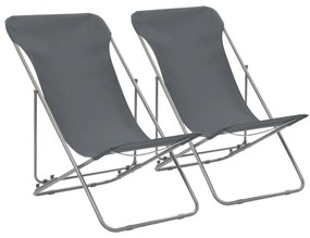 2 db szürke acél/oxford szövet összecsukható strandszék