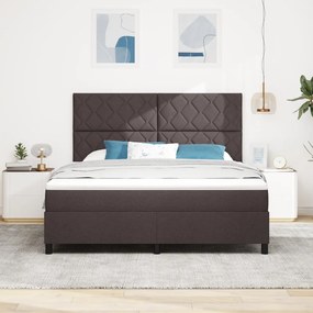 Rugós ágy matraccal és LED - sötétbarna - 180 x 200 cm szövet.