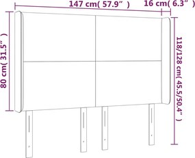 krémszínű műbőr fejtámla szárnyakkal 147x16x118/128 cm