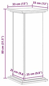 Növényállvány Musta tammi 33 x 33 x 80 cm Faanyag