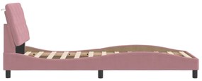 rózsaszín bársony ágykeret LED-világítással 80 x 200 cm