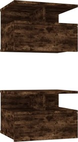 vidaXL 2 db füstös tölgy színű fali éjjeliszekrény 40 x 31 x 27 cm