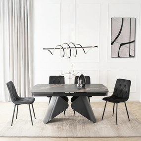 Bővíthető Kerámia Étkezőasztal Fekete Márvány/Fekete Színben. VERONA 160–240 cm