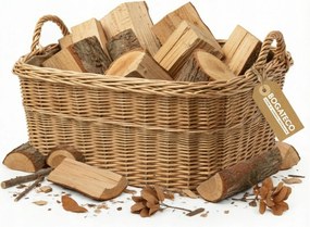 Kandallókosár 50 x 40 CM Nagy Fonott Kandallófa Kosár Jutával