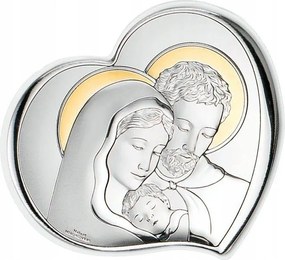 Vászonkép Szent Család ezüst modern aranyozott szív 17.5x15 cm