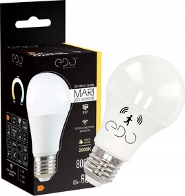 Edo Led izzó E27 8,5W mozgás- és alkonyérzékelővel 3000K Meleg 806lm