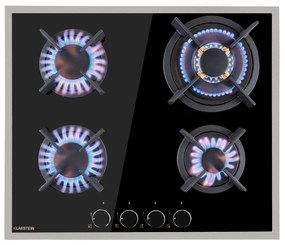 Klarstein Goldflame 4 Prime, gázfőzőlap, 4 Messing égő, üvegkerámia