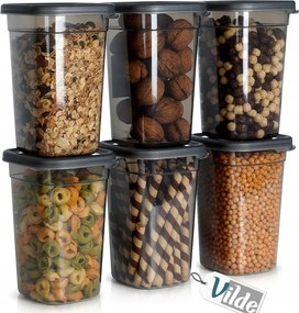 6x Konyhai Tartályok ömlesztett termékek élelmiszer kávé cukor só tészta 1L