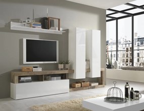 Hamburg TV állvány fehér, pero tölgy 277 cm