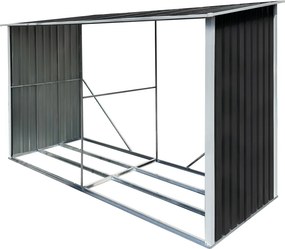 Tűzifa tároló, antracit/fehér, 302x121,5x191 cm, DARYL TYP 3