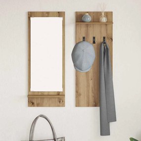 Fali Kabáthorog tükörrel kézműves tölgy 70 x 10 x 90 cm Faanyag