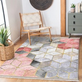 Rózsaszín-szürke mosható futószőnyeg 80x200 cm – Mila Home