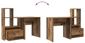 Asztal fiókkal polcokkal Régi fa 131.5 x 50 x 106.5 cm Faanyag