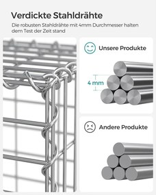 Gabion rács, galvanizált acél hálóval 100x50x30cm, Ezüst