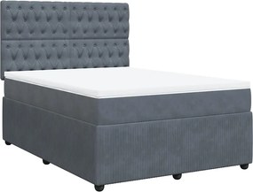 vidaXL sötétszürke bársony rugós ágy matraccal 140x190 cm