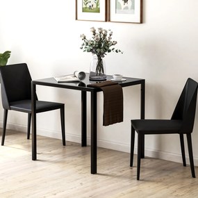 HOMCOM Étkezőasztal 75 x 75 cm, Négyzet Forma Konyhai Asztal 4 Személynek, Edzett Üveg Fedéllel és Fém Lábakkal, Modern Asztal Konyhához, Étkezőhöz és