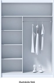 Tolóajtós szekrény, fekete/craft tölgy, 150x215 cm, LADDER