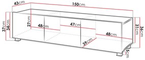 TV asztal/szekrény Brenali 150 BR04 (arany tölgy). 1053841