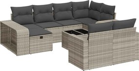 vidaXL 11 részes világosszürke polyrattan kerti ülőgarnitúra párnákkal