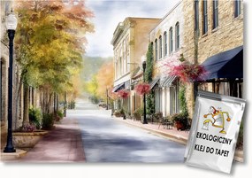 Fotótapéta Flizelina Város Utca Bérházak Kávézók 300x210 ragasztó