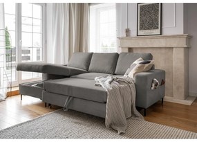 Szürke kordbársony kinyitható sarokkanapé (bal oldali) Lofty Lilly – Miuform