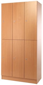 Visio fa szekrény - 6 doboz, 90 x 45 x 185 cm, hengeres zár, bükkfa