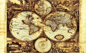 Flizelin fotótapéta Retro világtérképek antik földgömbök 250x175 +ragasztó