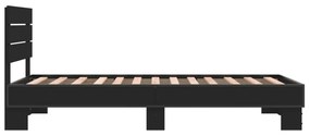 fekete szerelt fa és fém ágykeret 75 x 190 cm