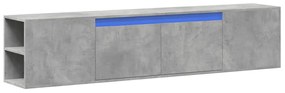 betonszürke fali TV-szekrény LED-del 180 x 31 x 39,5 cm