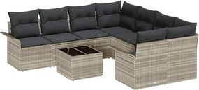vidaXL Kerti Kanapé Szett 9 pcs Világosszürke Poli rattan